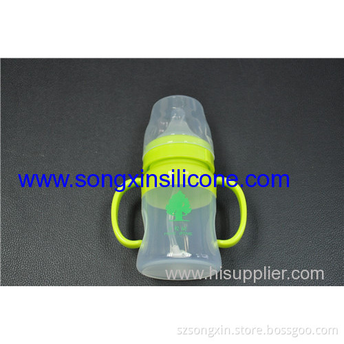 150ml Green Food Grade Silicone Baby Feeding Bottle With Nipple